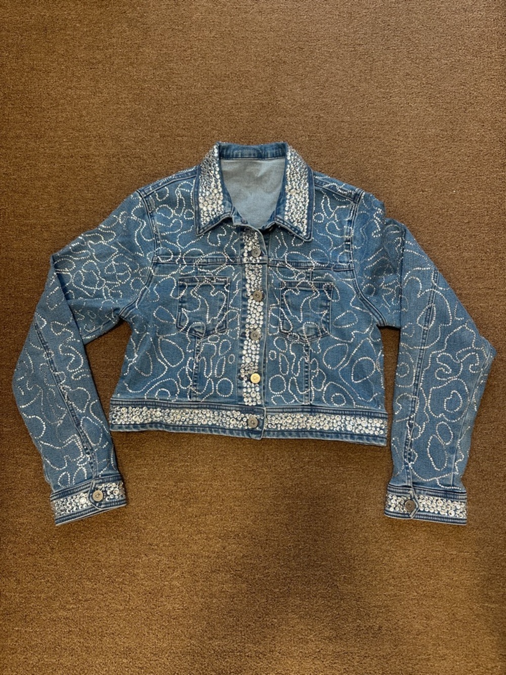 Embellished Blue Denim Jacket - Stylish, Cropped by 12ozjeansfactory size s.